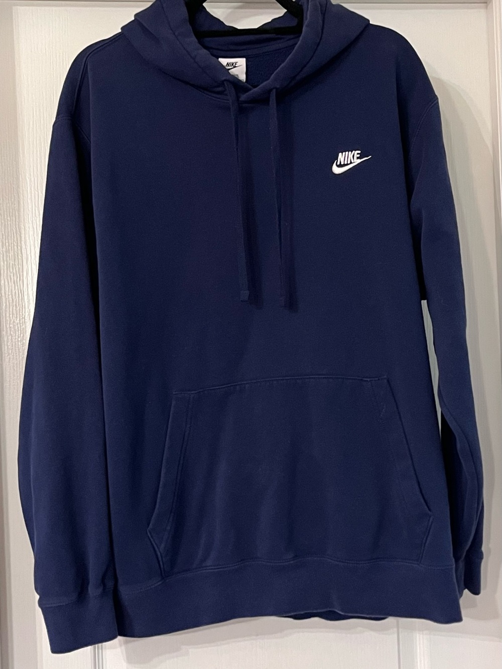 Nike Navy Blue Pullover Tall XL Hoodie W/Embroidered White Nike Swoosh Logo